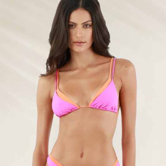 Top triângulo Malai bicolor e alça dupla