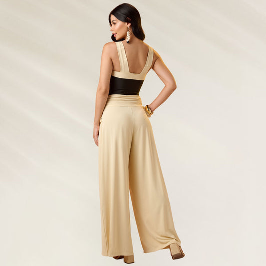 Pantalon Luna noir élégant à jambes larges