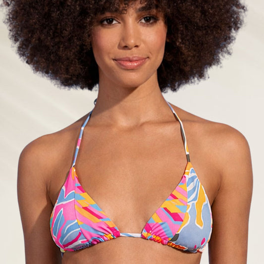 Top de biquíni Maaji em estampa colorida com recorte triangular e alças ajustáveis