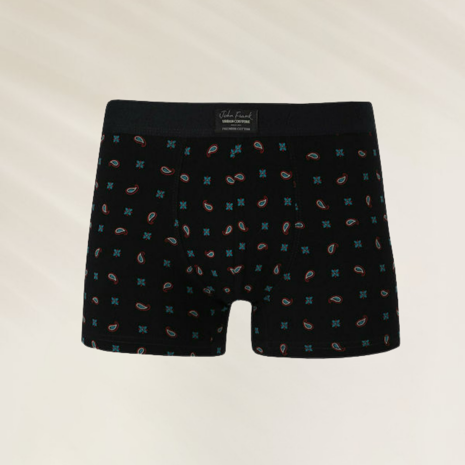 Boxer Homem John Frank – Azul navy com padrão paisley colorido, ideal para conforto e estilo diário