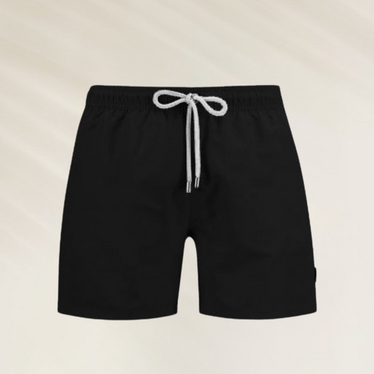 Calção de Banho Homem John Frank – Conforto Premium Cor Preto com cordão ajustável e design simples