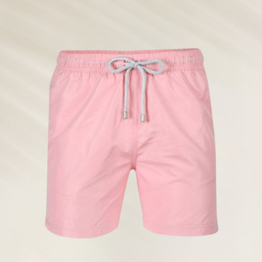 Calção de Banho Homem John Frank – Conforto Premium Cor Rosa Claro com ajuste de cordão na cintura