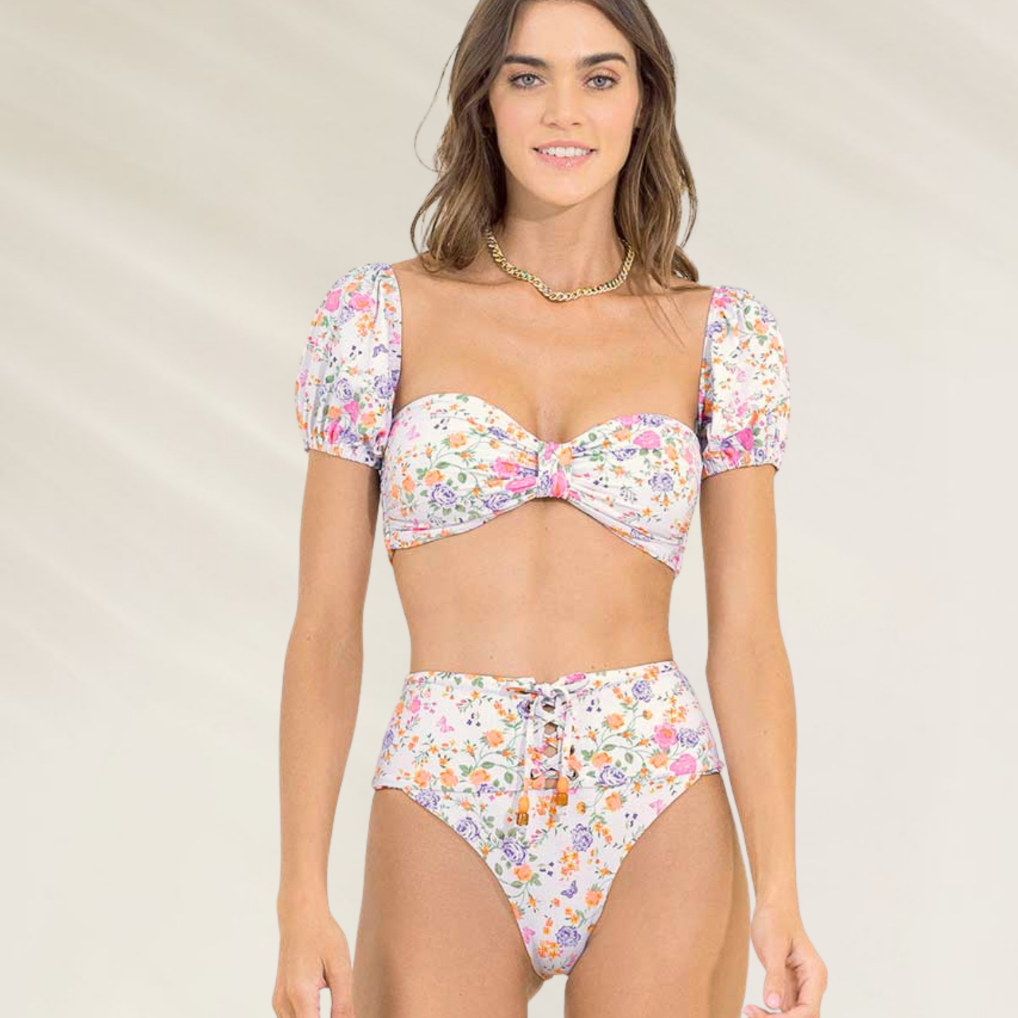Cueca Cintura Subida de padrão floral Reversível da Maaji com estampa colorida e modelo confortável