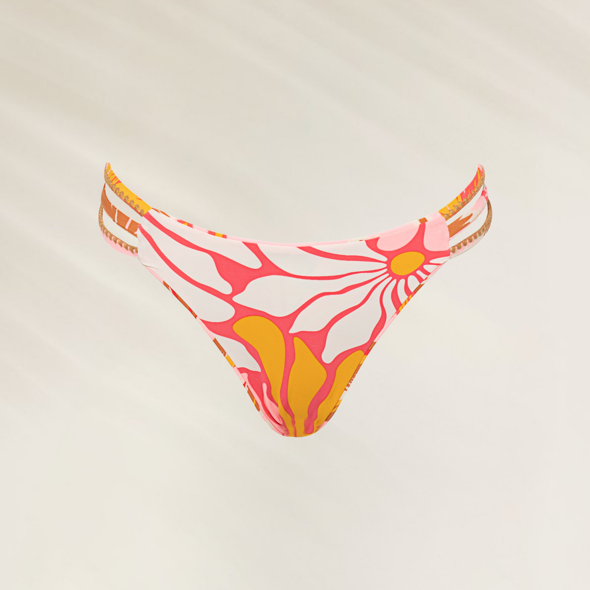 Cueca de biquini Maaji com estampa floral vibrante, ideal como cueca dupla face praia