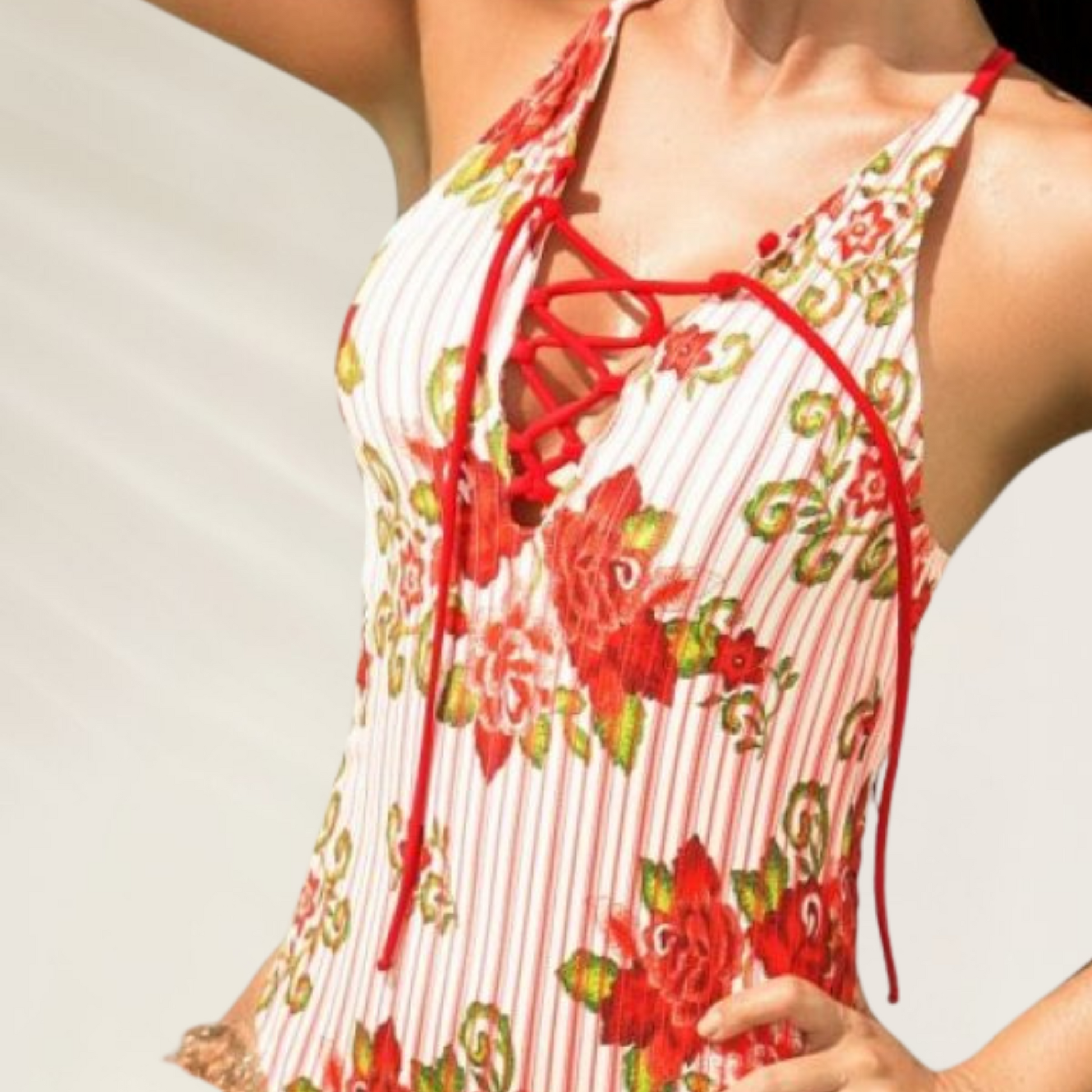 Fato de Banho Phax com estilo Lace-up frontal e alças cruzadas em design floral colorido