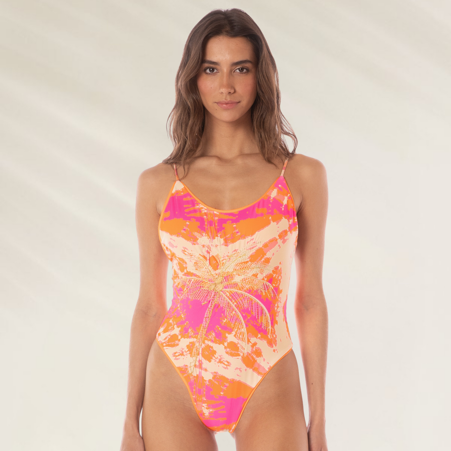 Fato de banho reversivel Maaji Flamingo Swirl Luster com detalhes em strass e estampas vibrantes