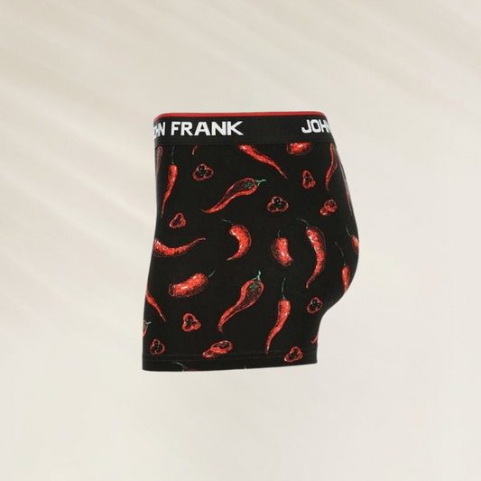 Boxer Homem John Frank – Edição “So Hot” com Malaguetas Vermelhas em fundo preto