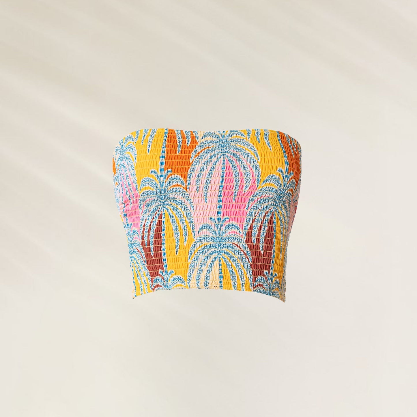 Top de biquini Crop top Jungle Whisper Nalu com estampa de palmeiras coloridas