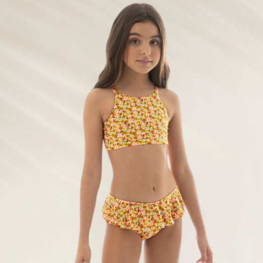 Biquíni Criança Maaji com Estampa Floral e Folho em cores vibrantes para dias de sol e diversão na praia