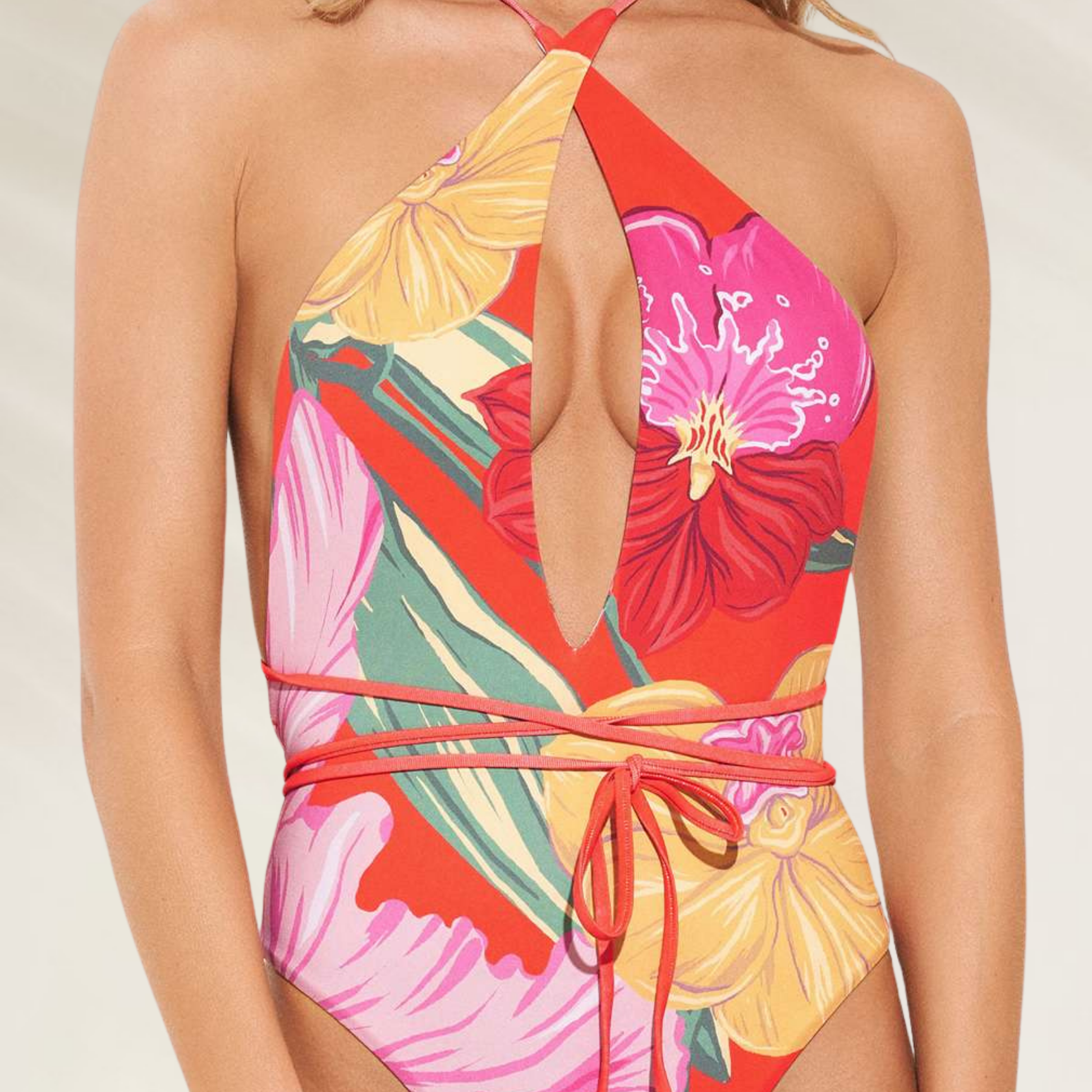 Fato de Banho Reversível com Alças Convertíveis Maaji com estampa floral colorida e amarração na cintura