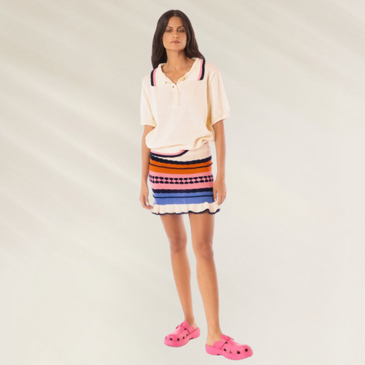 Saia Maaji Susis colorida com detalhes em listras para um estilo alegre e casual