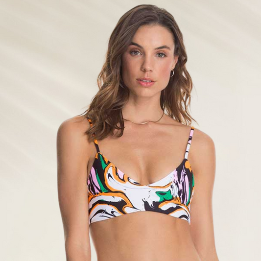 Top Bralette Reversível Maaji colorido com estampa abstrata em tecido leve
