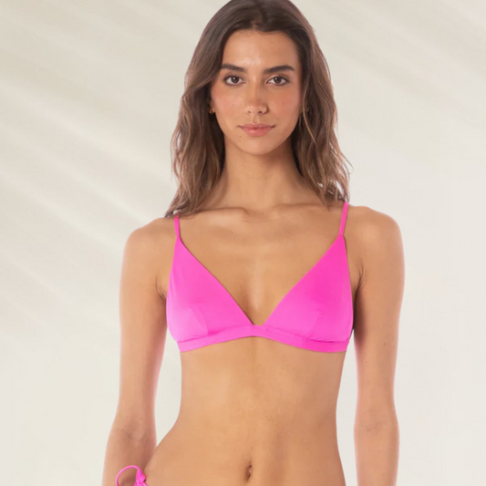 Top de Biquíni Ivy Reversível Maaji rosa vibrante com alças finas em modelo feminino