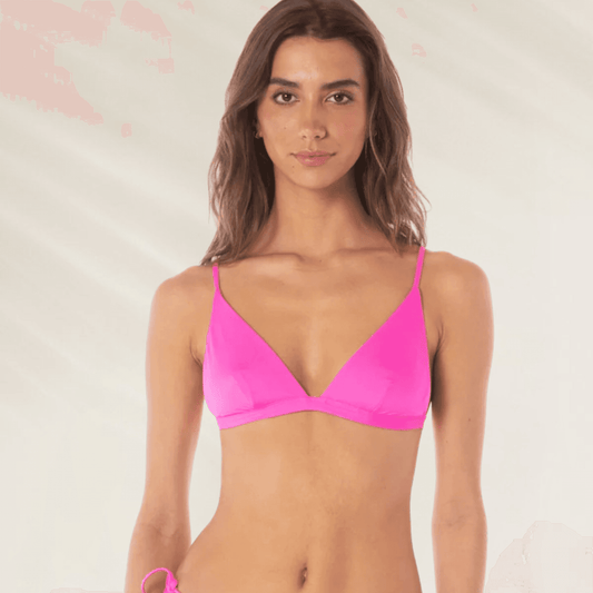 Top de Biquíni Ivy Reversível Maaji rosa vibrante com alças finas em modelo feminino