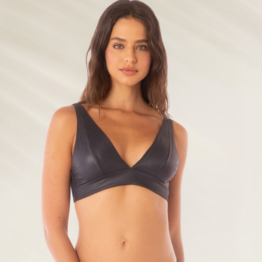 Top Paradisial Reversível Maaji preto com design em V e alças largas femininas