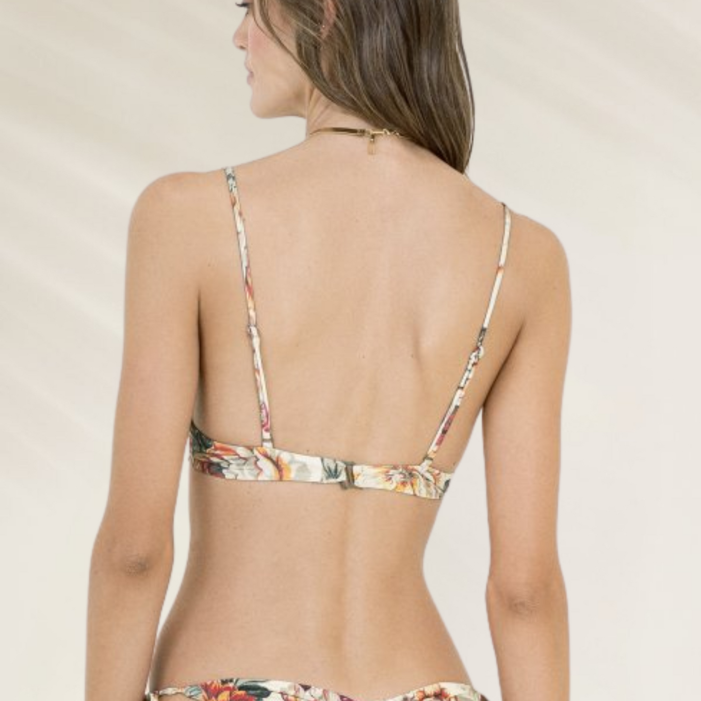 Top reversível Maaji com armação e nó frontal em estampa floral, perfeito para o verão