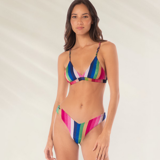 TOP Triangulo Maaji Candy Stripes Rasha em cores vibrantes com alças ajustáveis para conforto e estilo na praia.