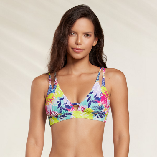 Top Halter Phax – Suporte e Estilo para Todos os Tamanhos com estampa floral colorida vibrante