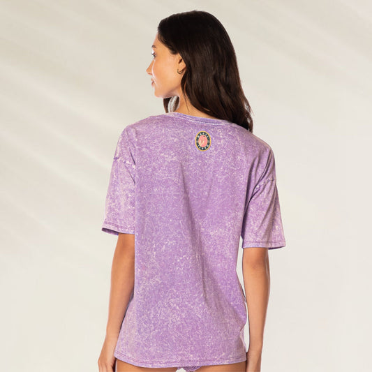 T-Shirt Azalea Lavender com estampa tropical vibrante e design moderno da Maaji