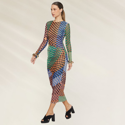 Long Dress in Plaid Tulle by Animale Brasil