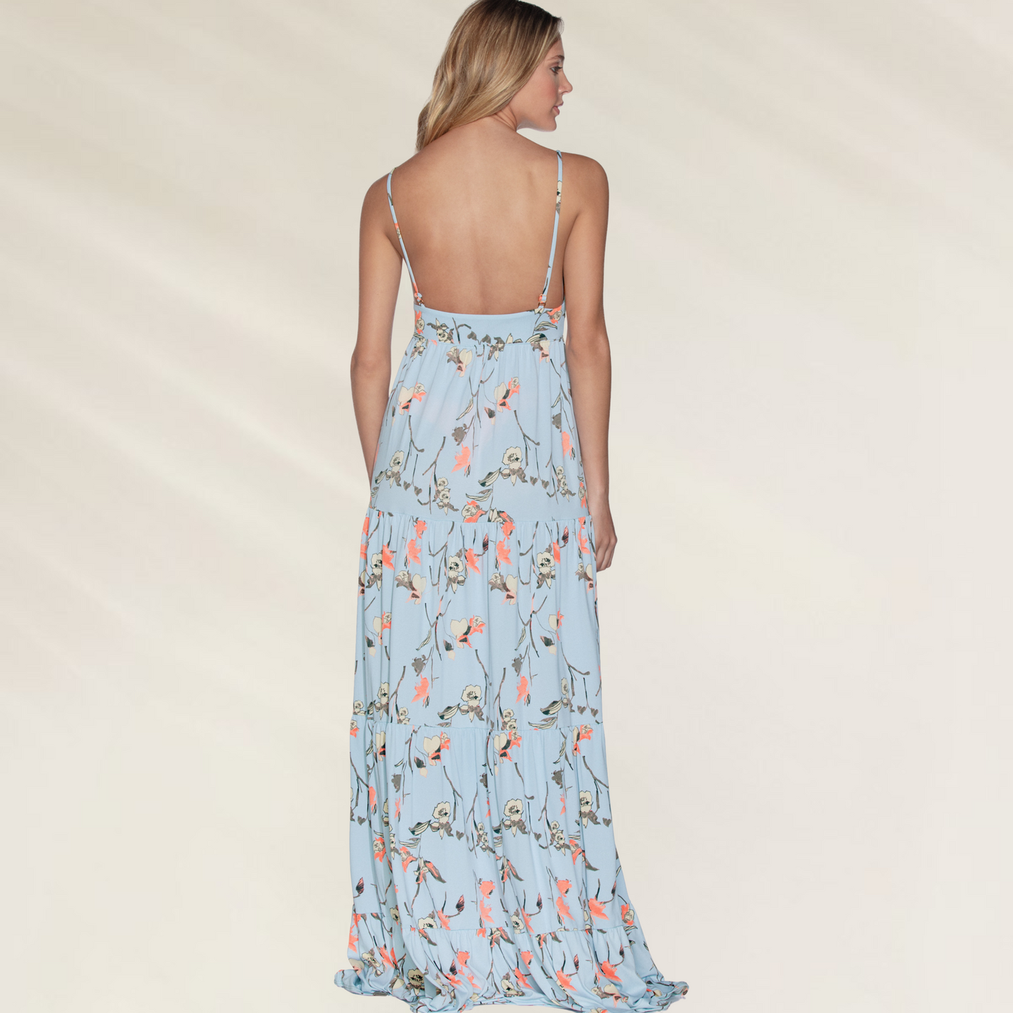 Vestido Longo Floral com Decote em V da Maaji
