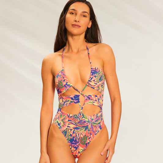 Triquíni Tropical com Recortes