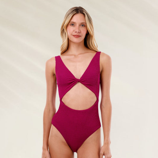 Fato de Banho Cut-Out Texturado Rosa