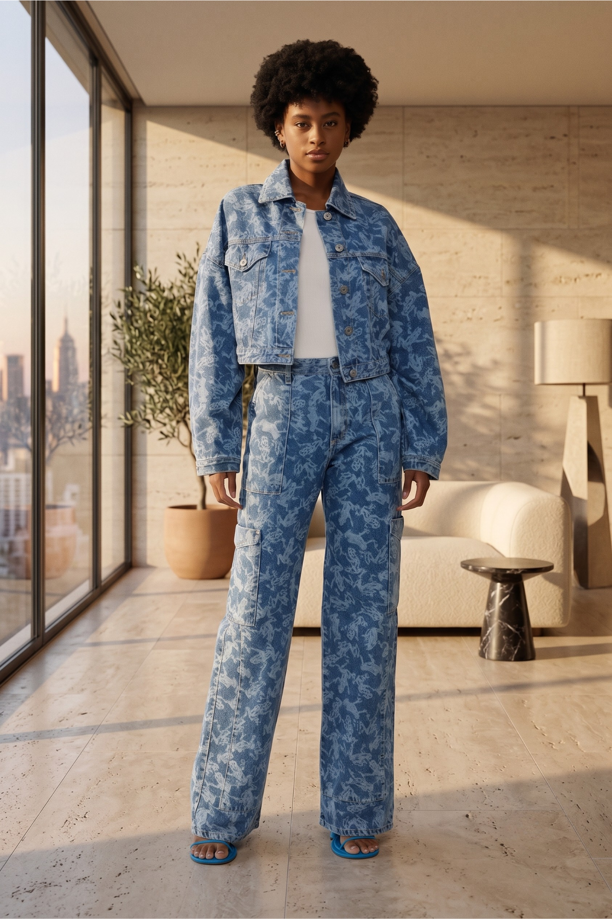Veste courte en jean à imprimé grenouille – Animale Jeans — em destaque 1