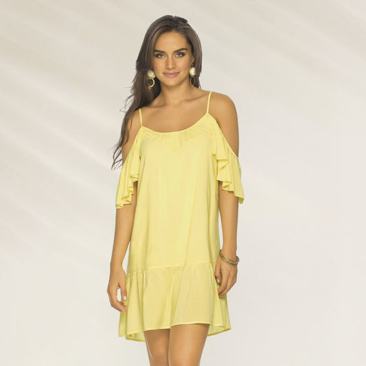 Robe courte à fines bretelles et volants Phax