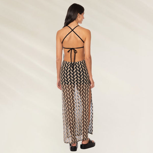 Vestido Comprido Black & White Rosabella
