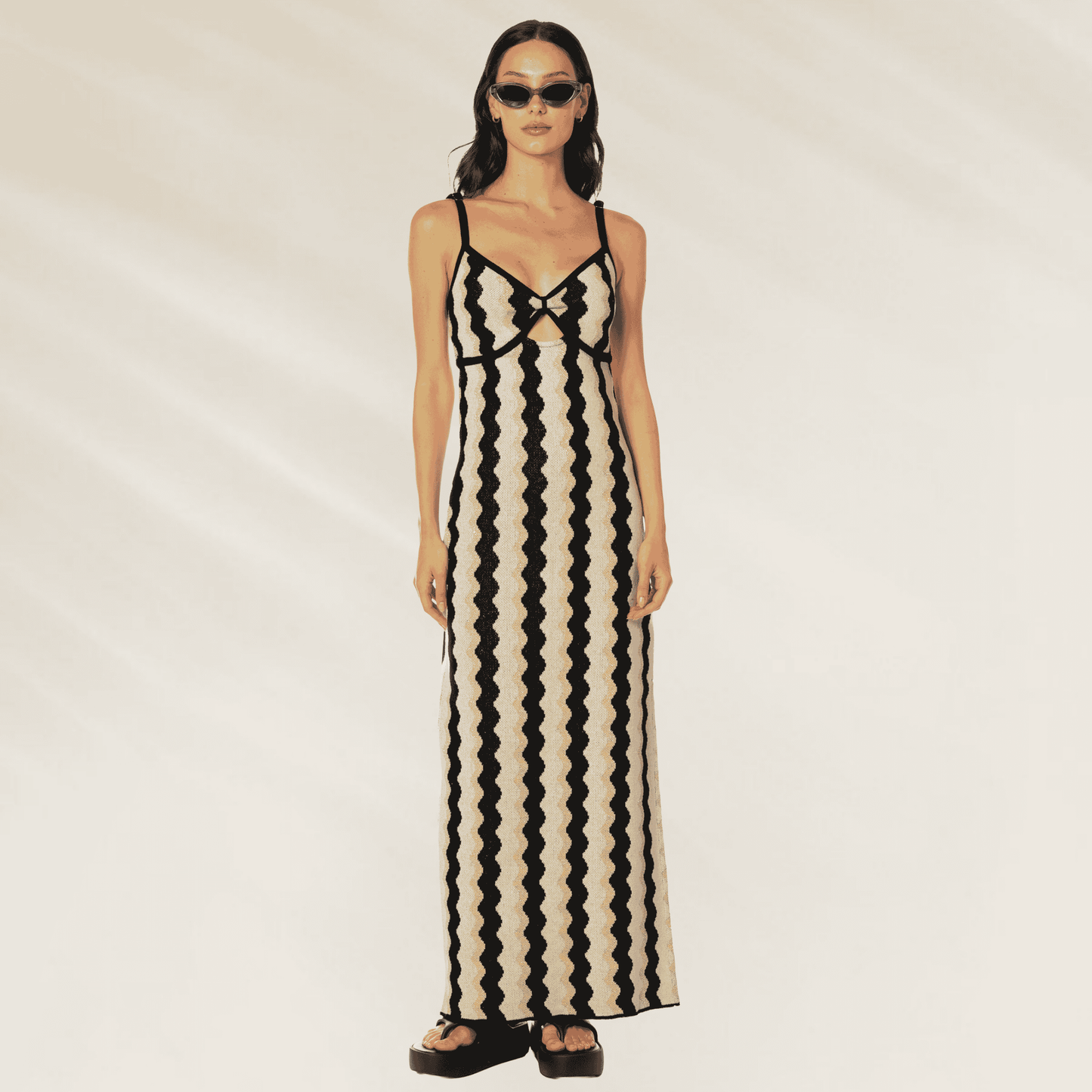 Desert Stripes Amaranth Long Dress