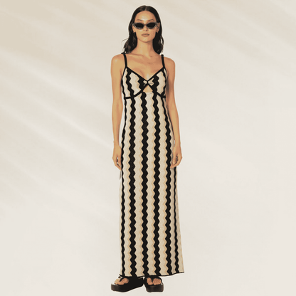 Desert Stripes Amaranth Long Dress