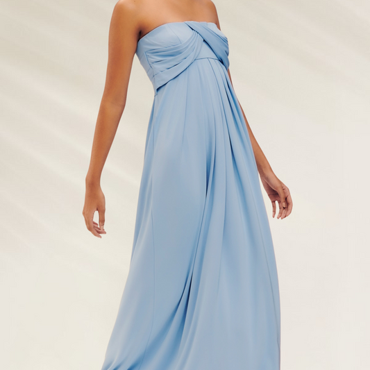 Vestido Longo Sem Alças em Jersey Azul Animale Brasil com caimento fluido e elegante