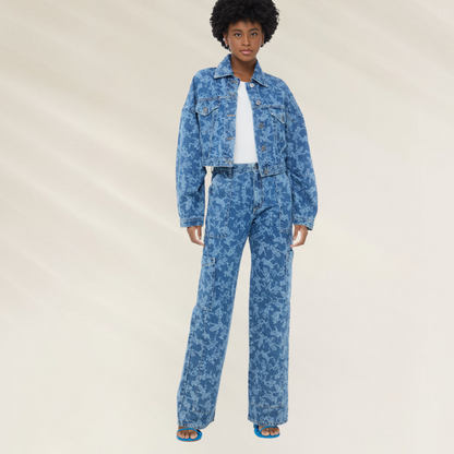 Calças Jeans Bootcut 70's com Estampa Frog Animale Jeans, calça jeans feminina azul com estampa, estilo anos 70