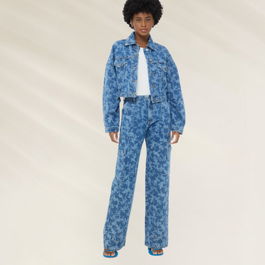 Calças Jeans Bootcut 70's com Estampa Frog Animale Jeans, calça jeans feminina azul com estampa, estilo anos 70