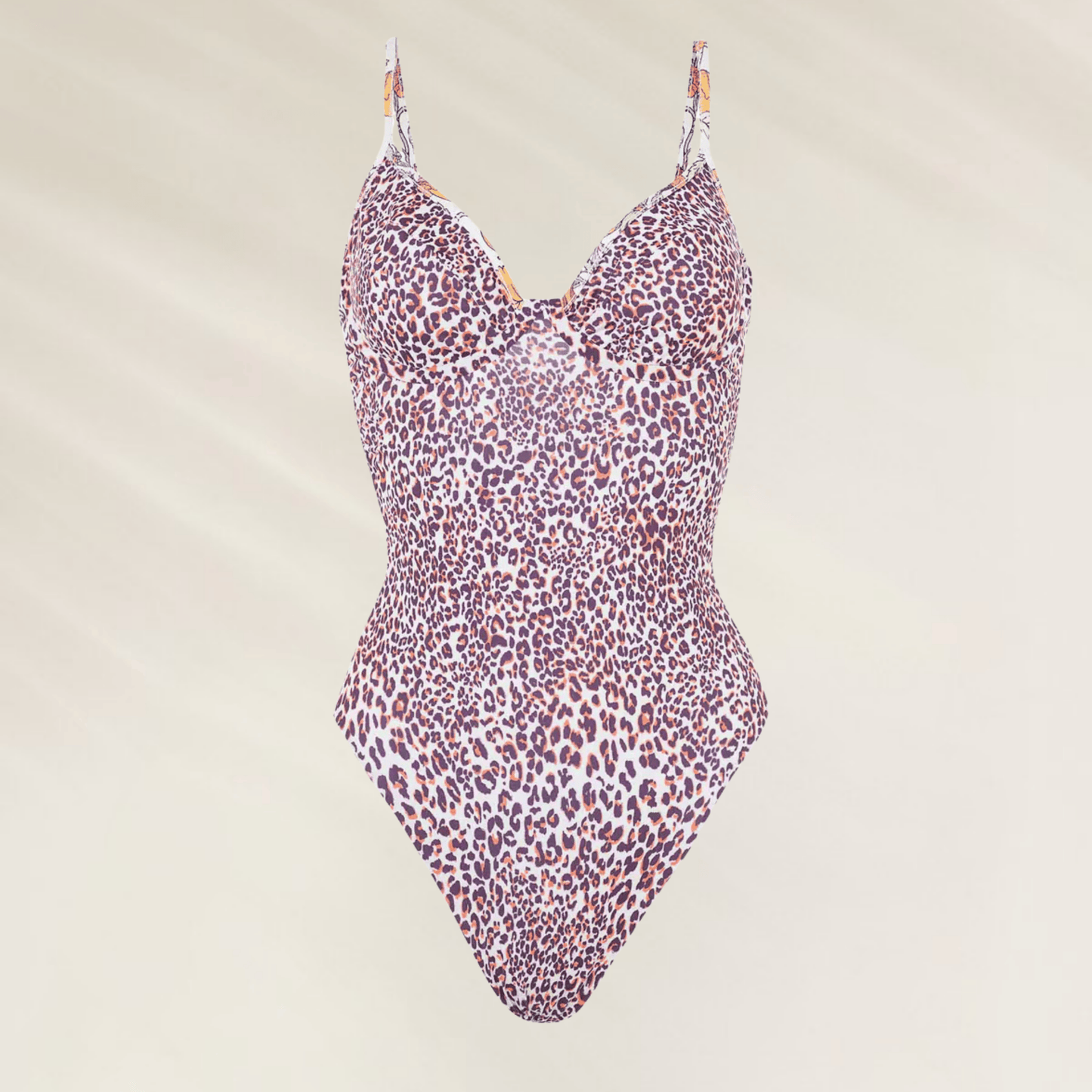 Fato de banho Maaji com estampa tie-dye nas cores laranja, verde e rosa, com faixa lateral