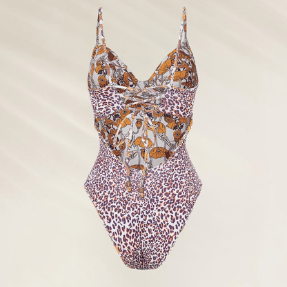 Fato de banho Maaji com estampa colorida e design de costas abertas para um look vibrante