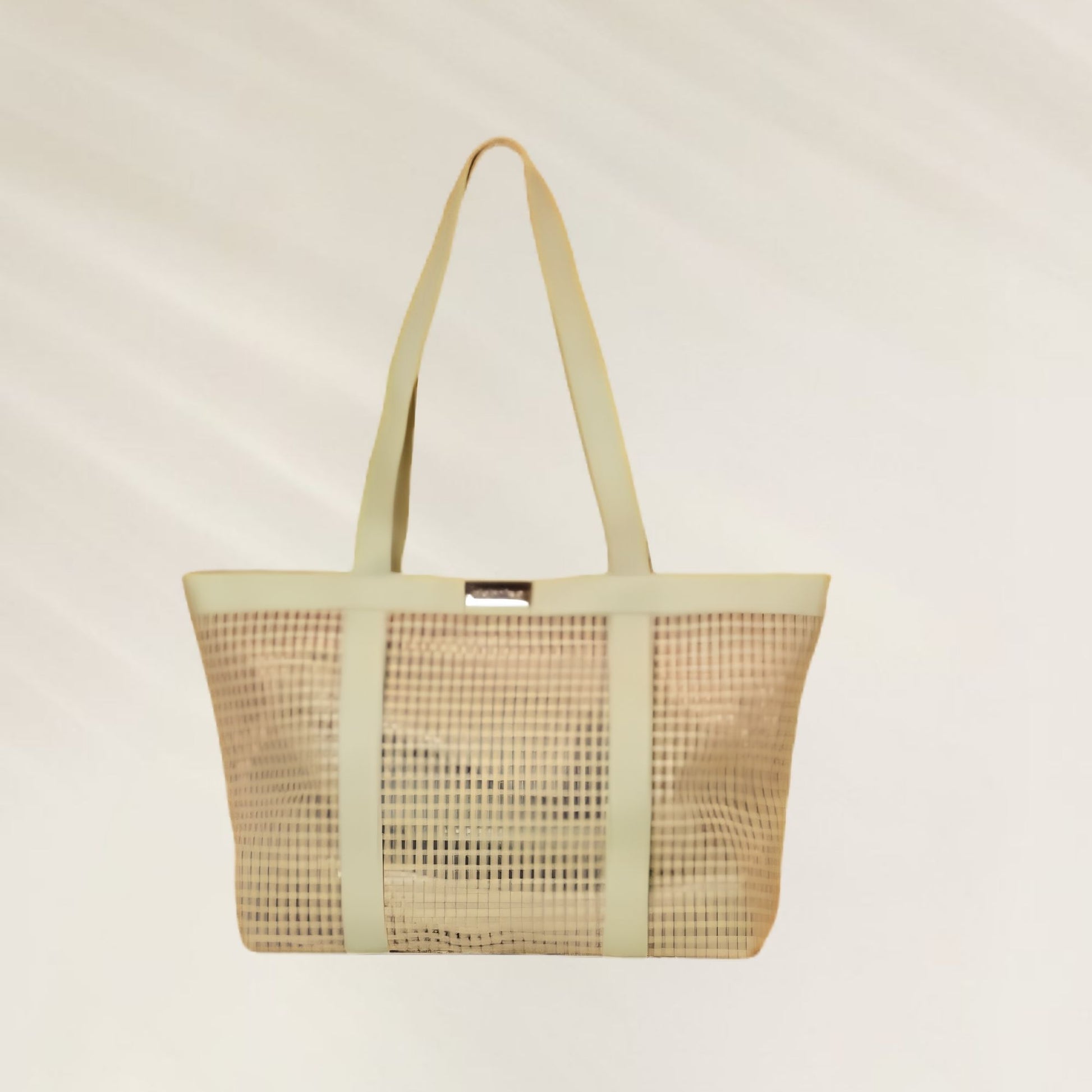 Bolsa de Praia Tatú Bege com design moderno e alças largas para conforto em dias de sol