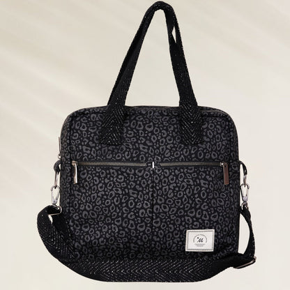 Bolsa Portátil com Pegas e Alça Ajustável da Maaji em estampa de onça preta