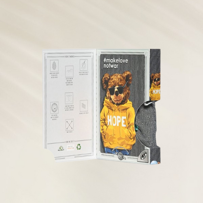 Boxer Homem John Frank – “Cool Teddy” em Cinzento Mescla com estampa de urso e mensagem de esperança