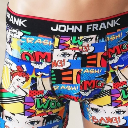Boxer Homem John Frank – Estilo Pop Art “Comic Edition” com estampa colorida e design divertido