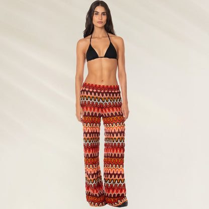 Calça Fluida Padrão Tropical Maaji com estampa vibrante ideal para ocasiões de verão