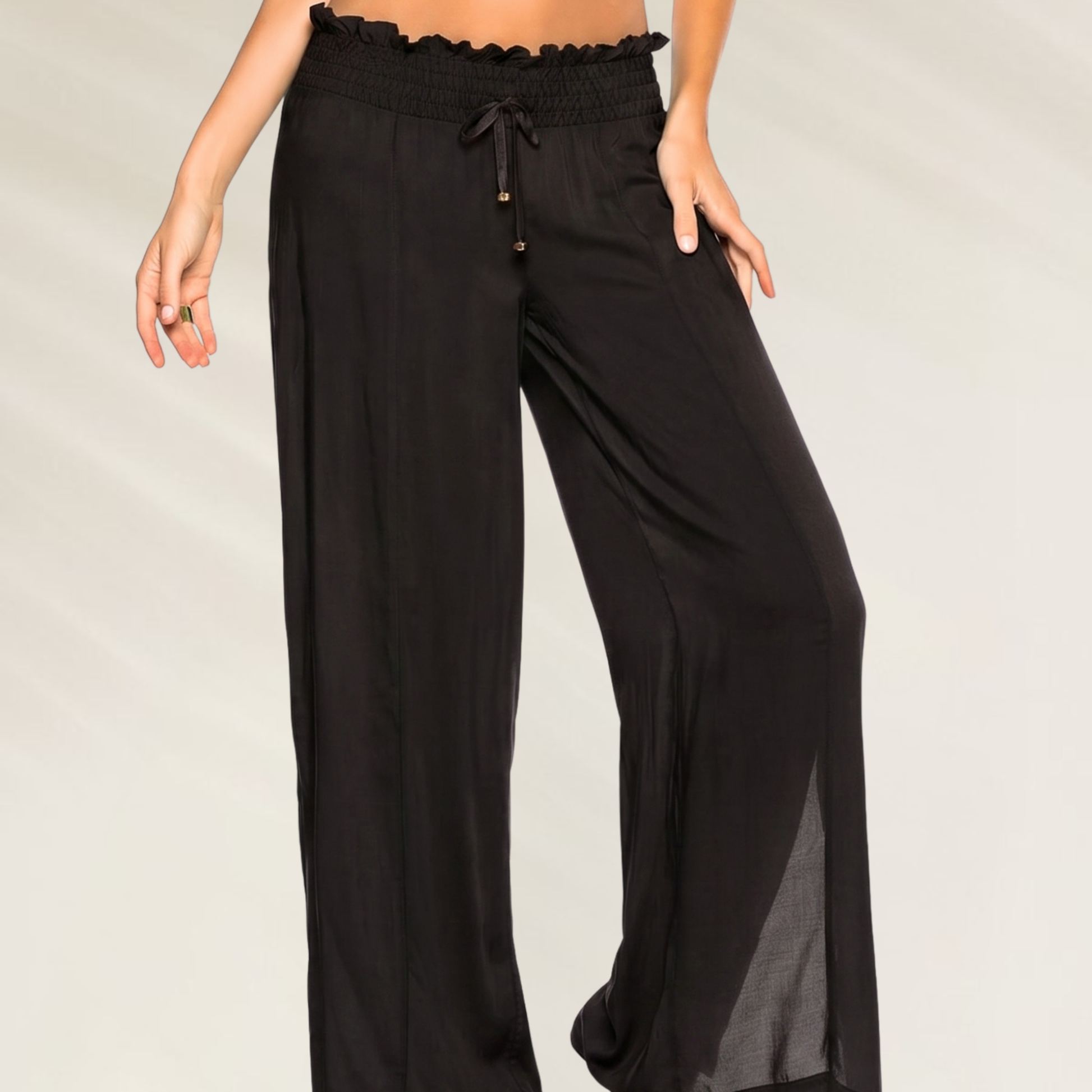 Calça Preta Flow da Phax com cintura elástica e detalhe em botão para conforto e estilo