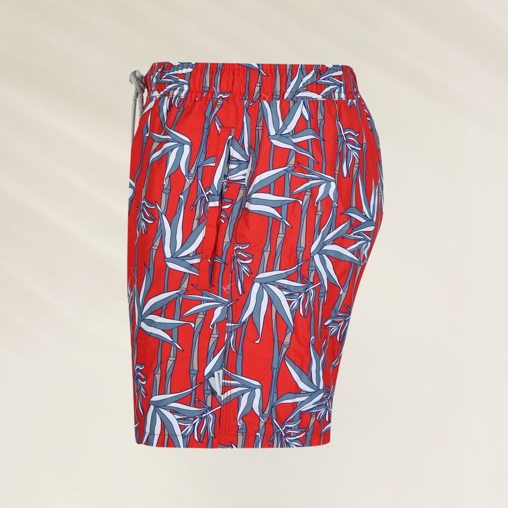 Calção de Banho Homem Bamboo John Frank em vermelho com estampa tropical vibrante