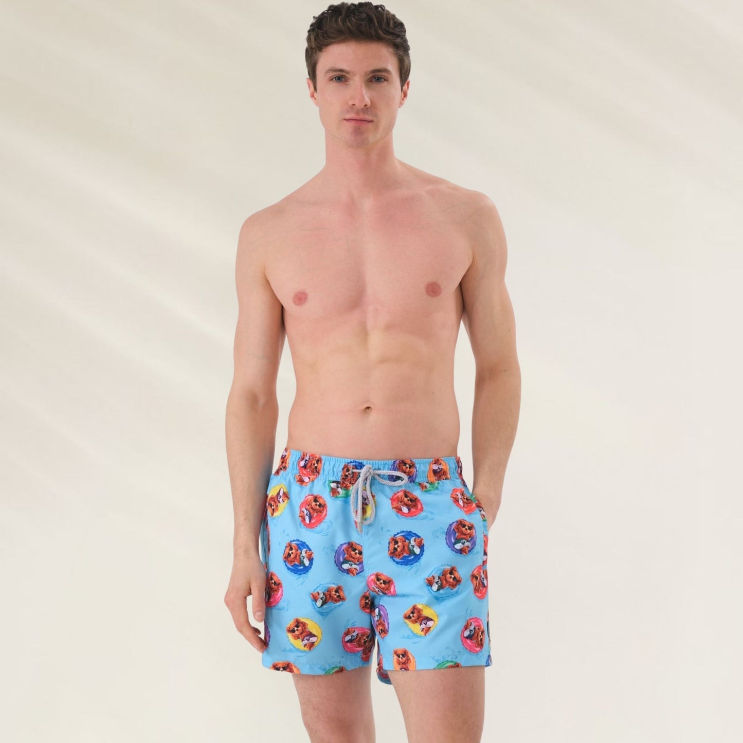 Calção de Banho Homem Floaties John Frank com estampa colorida e cordão ajustável para conforto