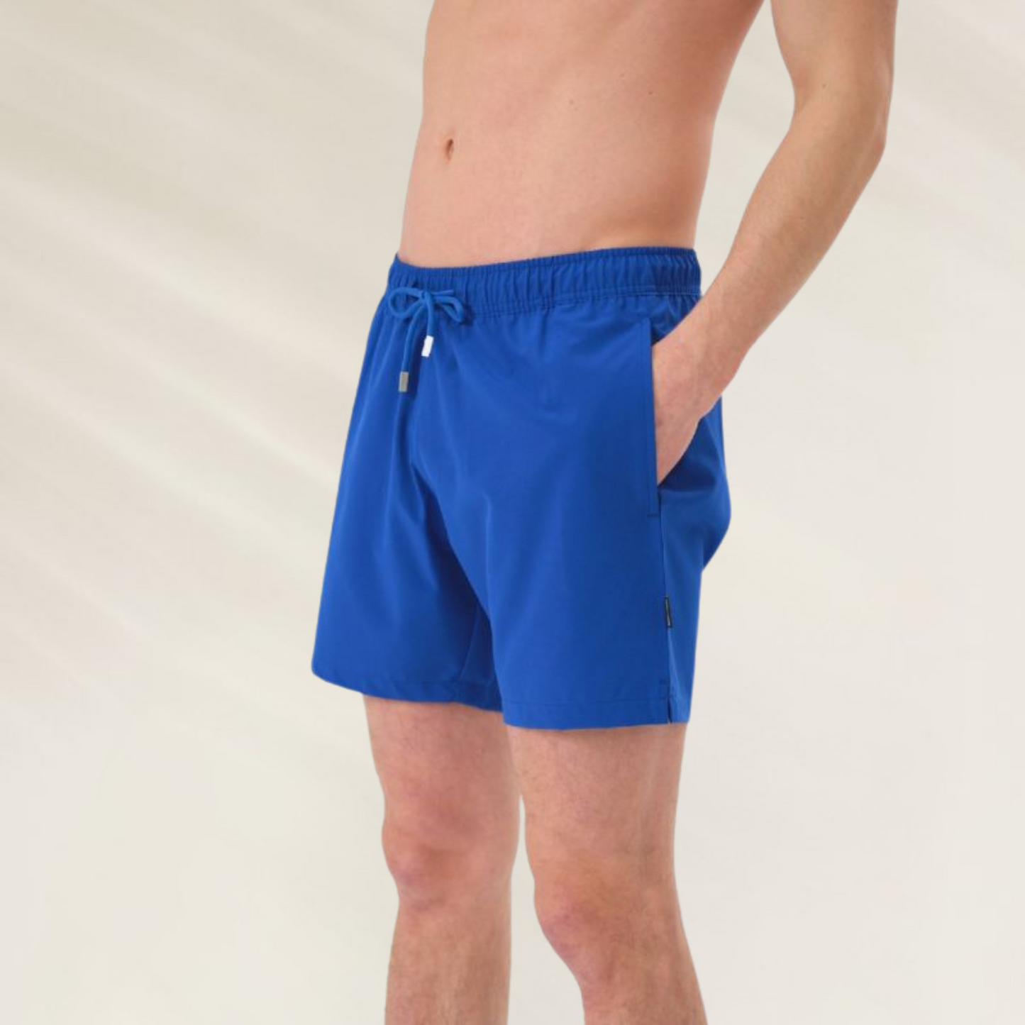 Calção de Banho Homem John Frank – Conforto Premium Cor Azul em estilo moderno com bolso lateral