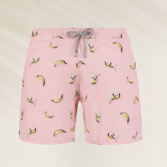 Calções de Banho Homem Banana Pink com estampa divertida de bananas, ideal para praia e piscina