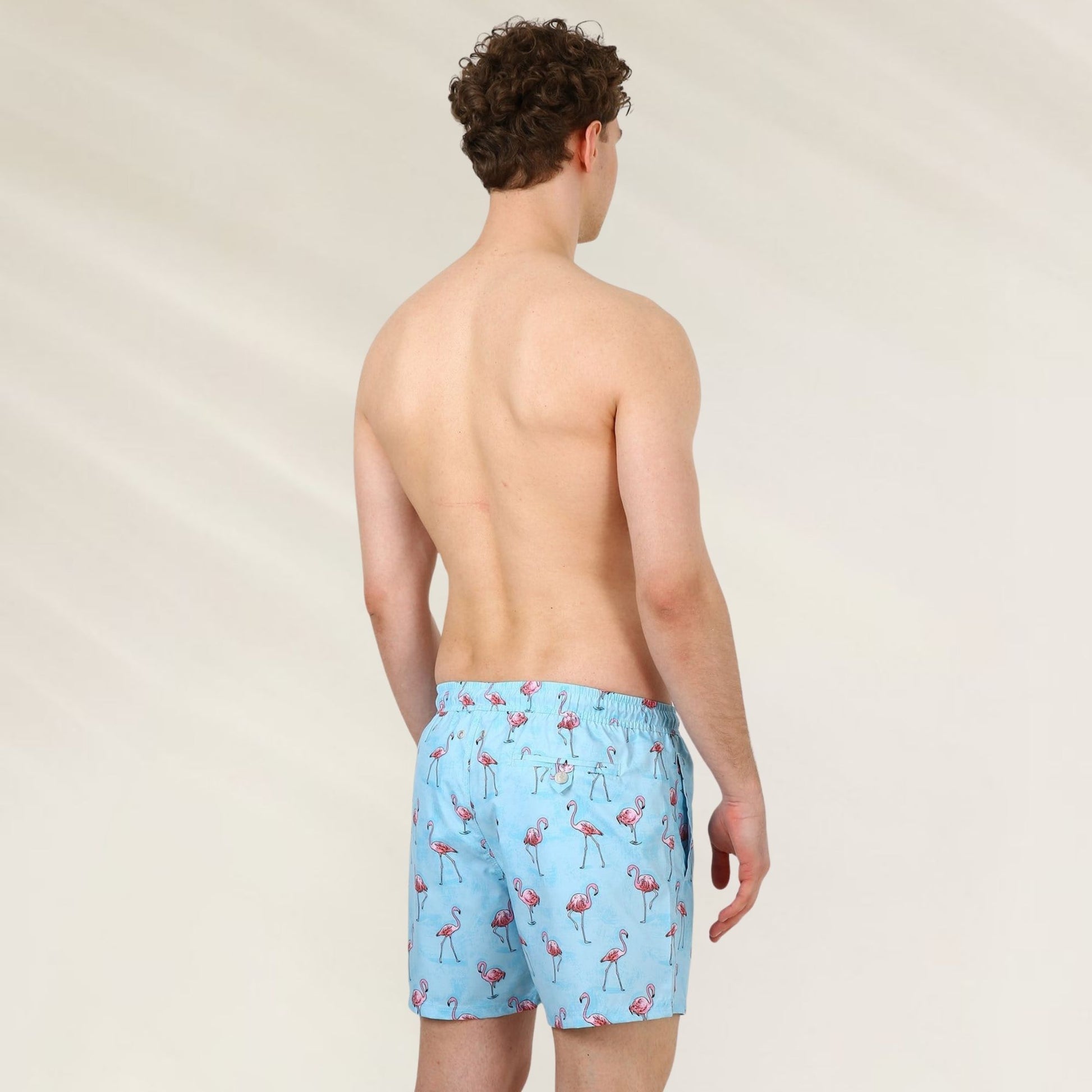 Calções de Banho Homem Flamingo Blue da John Frank com design leve e confortável para o verão