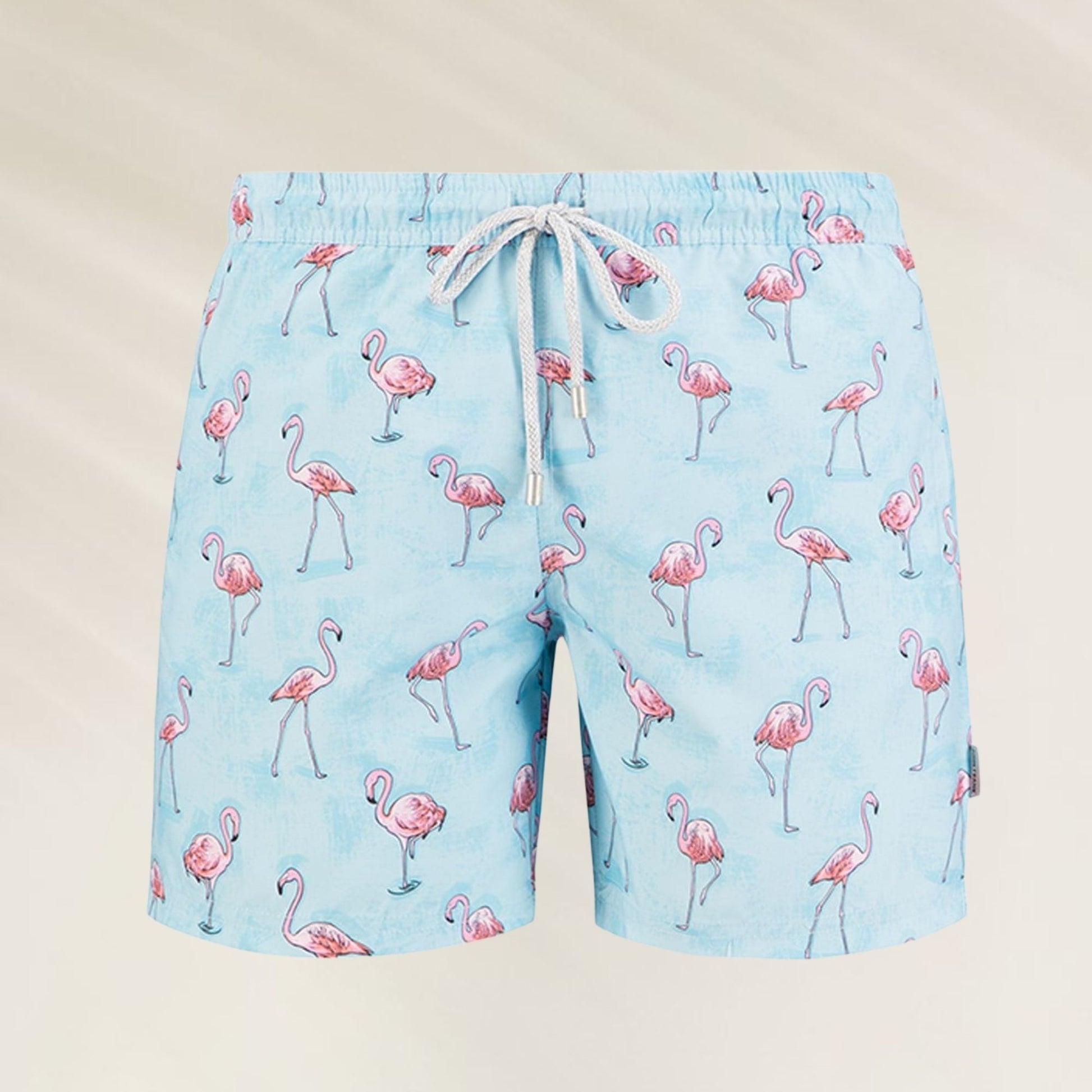 Calções de Banho Homem Flamingo Blue da John Frank com estampa vibrante de flamingos