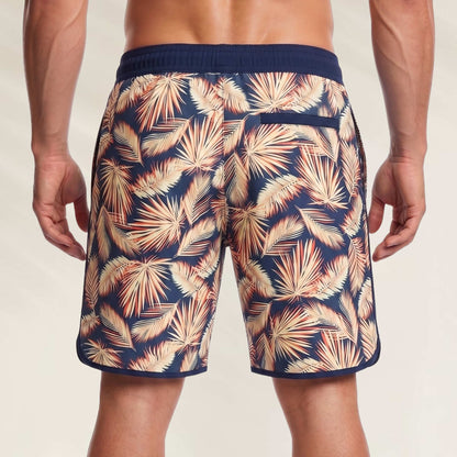 Calções de Banho Homem Maaji Palm Navy com estampa de folhas e bolso traseiro